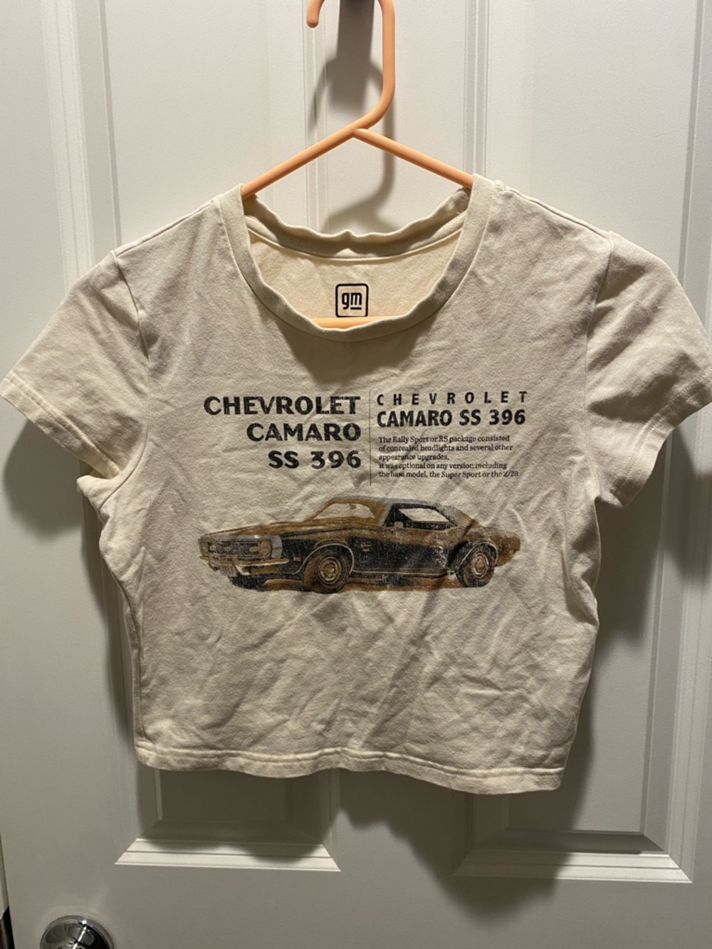 GM Chevrolet Camaro Graphic Crop Top - Cream